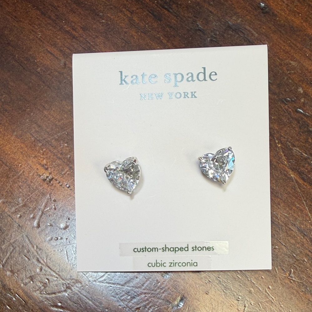 kate spade Custom-Shaped Cubic Zirconia Earrings - Silver Heart